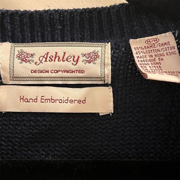 Ashley Design Women's M Cardigan Sweater Hand Embroidered Vintage Cottagecore - Picture 2 of 13